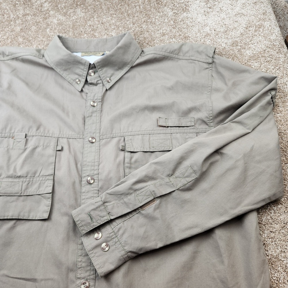 Rugged Earth Outfitters Mens XL Khaki Tan Long Sleeve Vented Fishing Shirt XL
